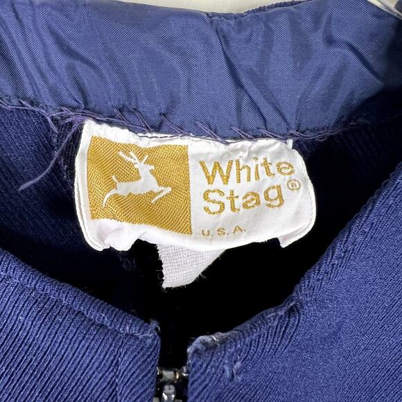 Vintage White Stag Sleeveless Jumpsuit Navy Blue Gold Stirrup Ski Suit XS - Picture 2 of 6